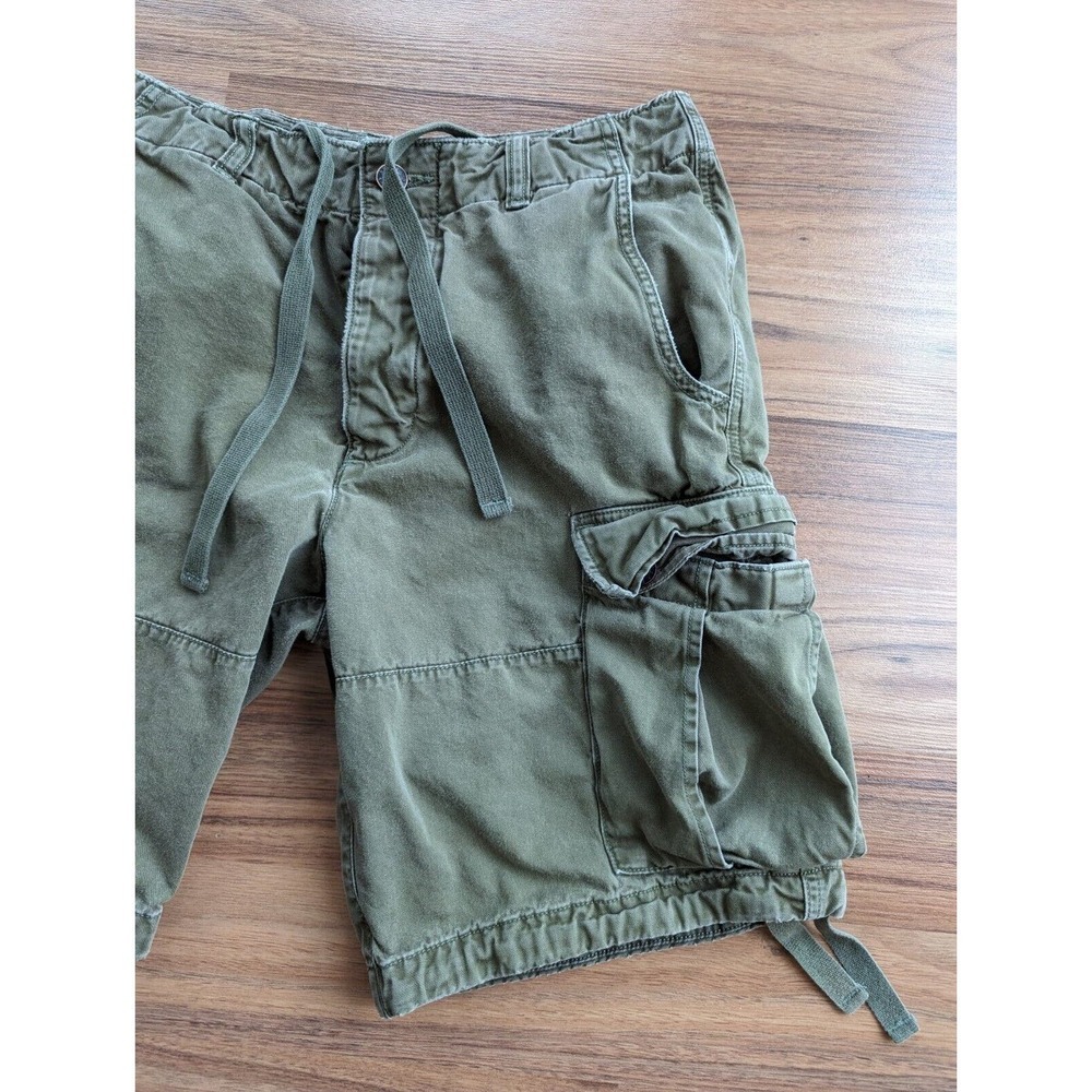 Abercrombie Fitch Shorts Mens 32 Army Y2K Button Drawstring Paratrooper Heavy A4 - Picture 2 of 9